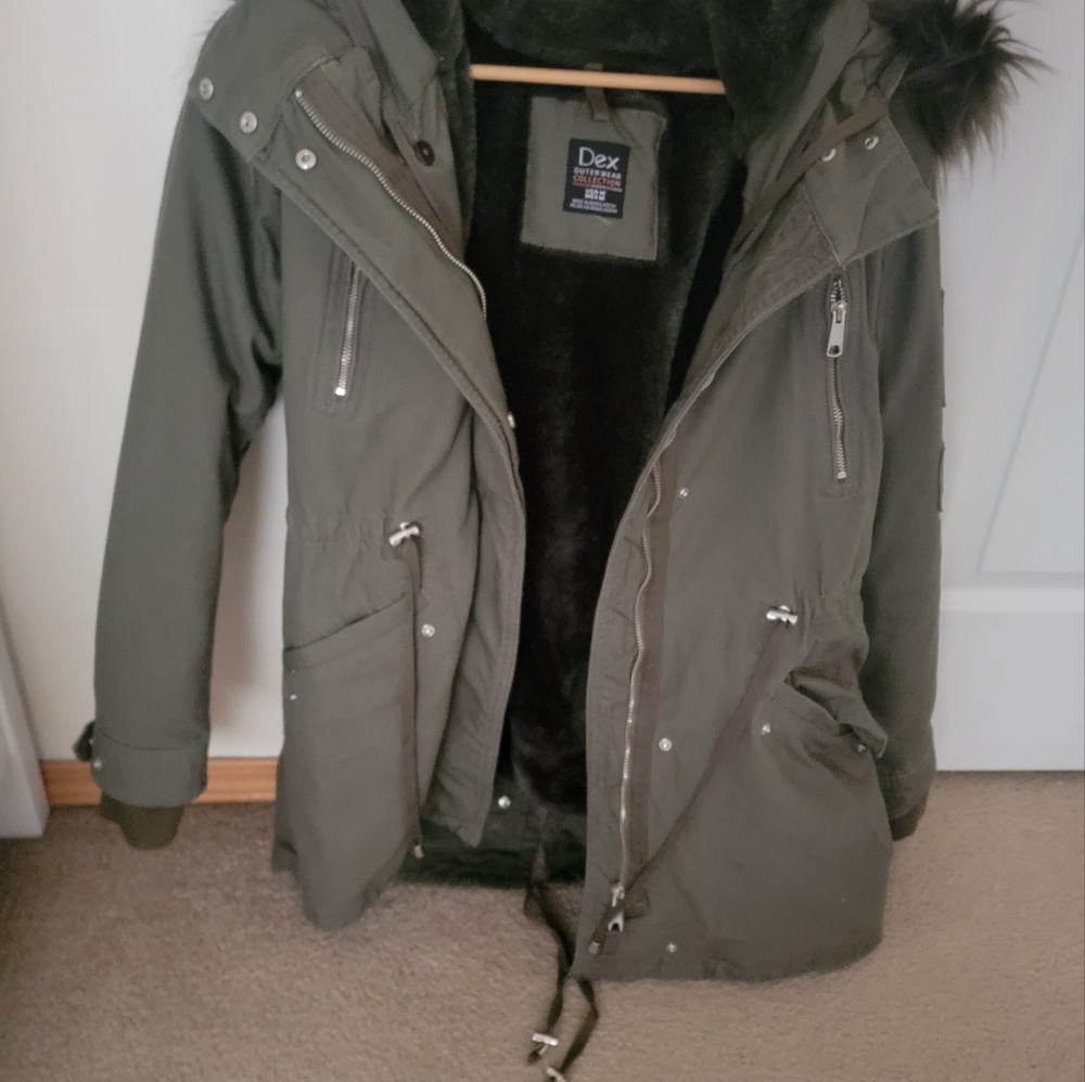 Green women's winter coat